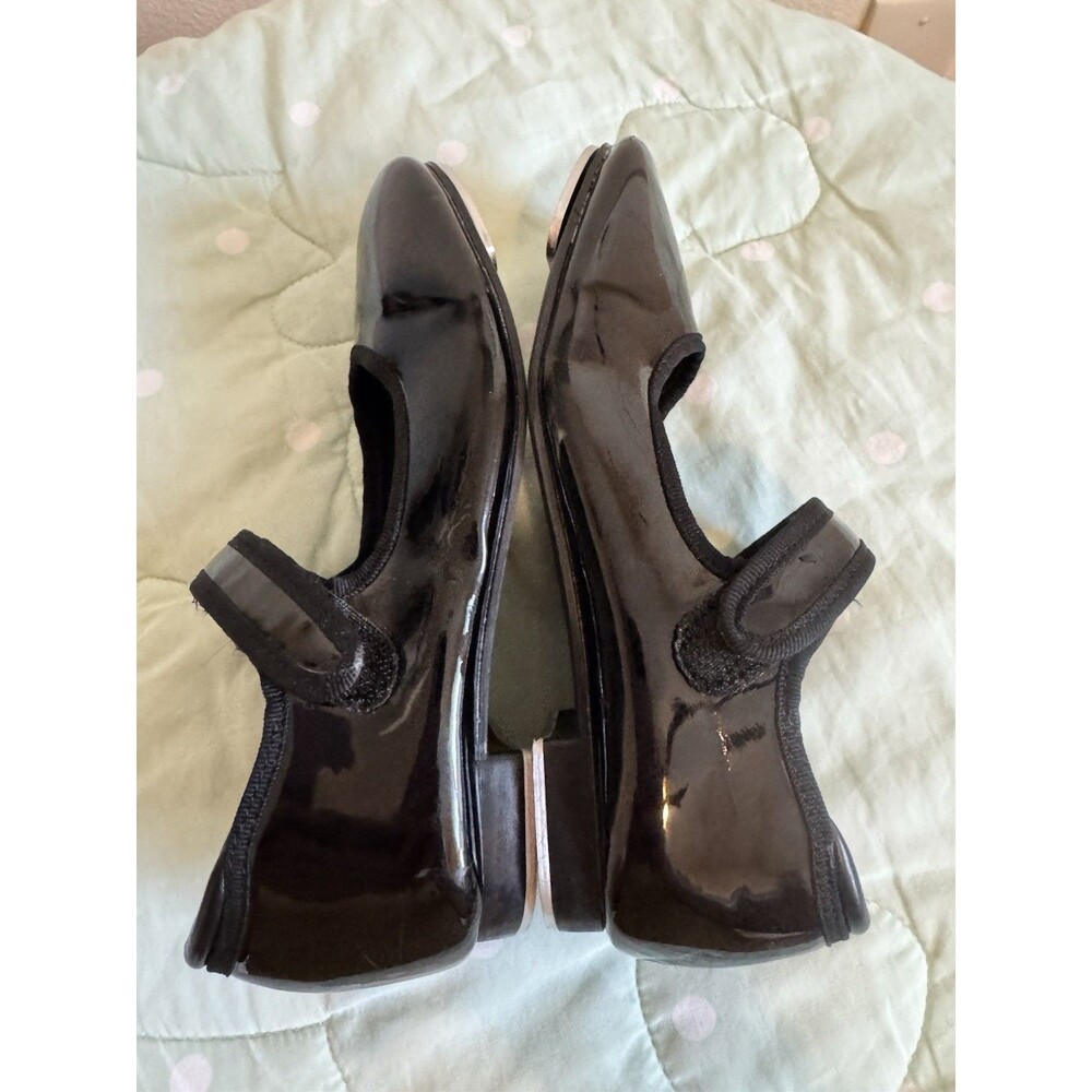Danskin Black Patent Mary Jane Tap Dance Shoes w/ Tap Plates kids size 12 - Picture 7 of 13